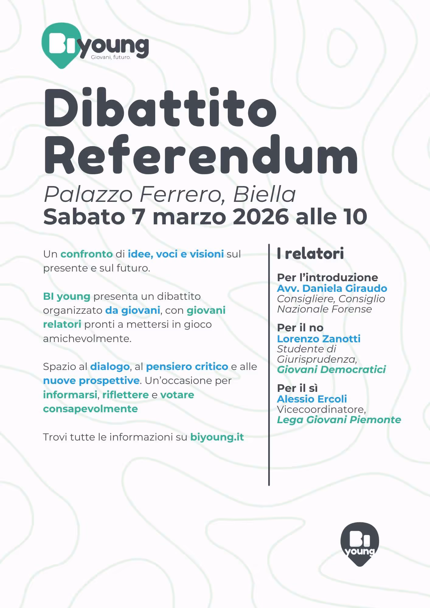 Locandina Dibattito Referendum 2026 - BIyoung 2026